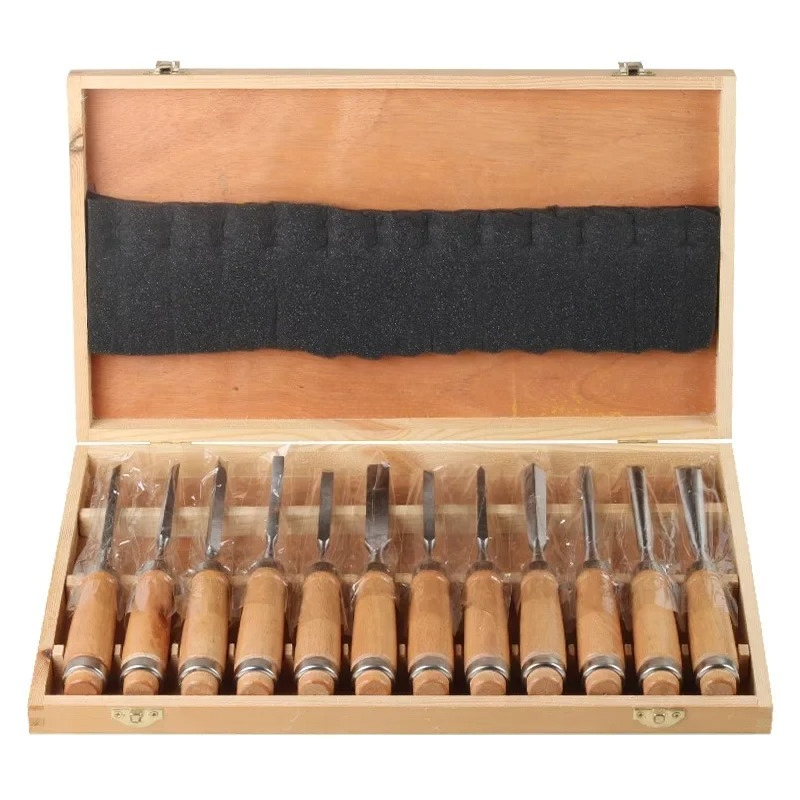 ワークショップ木工旋盤用ガウジ手動工具12個入り鋼製無垢材彫 - Wood Chisel Set のレビューと価格